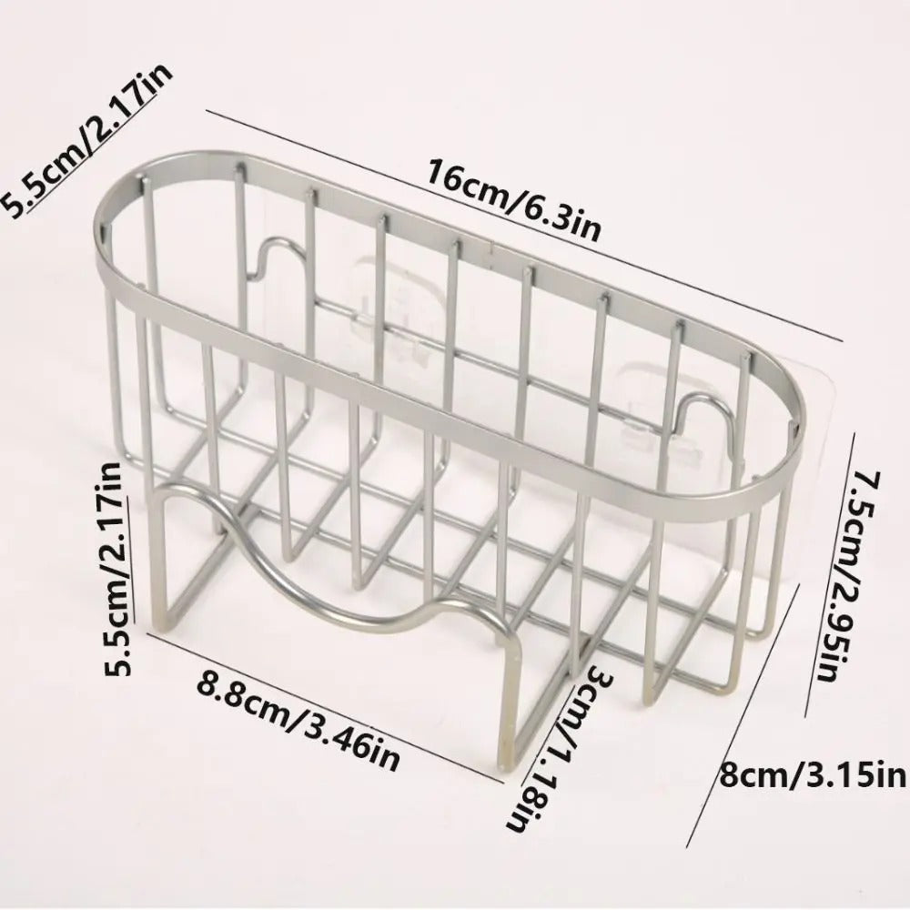 Suction Cups Sponge Drainer Rack Hollowed with Hook Stainless Steel Sponge Holder Fast Drainage Easy-To-Clean Sink Sponge Stand