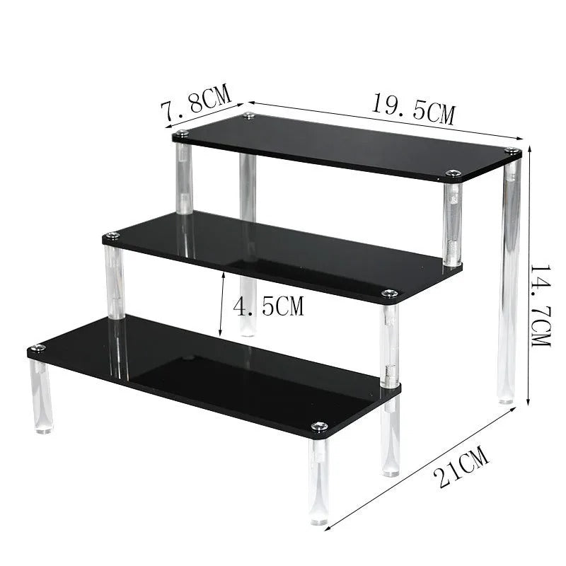 Black Acrylic Shelf Display Stand Perfume Cupcake Stand Figures Toys Desserts Holder Collection Cosmetic Shelves Organizers