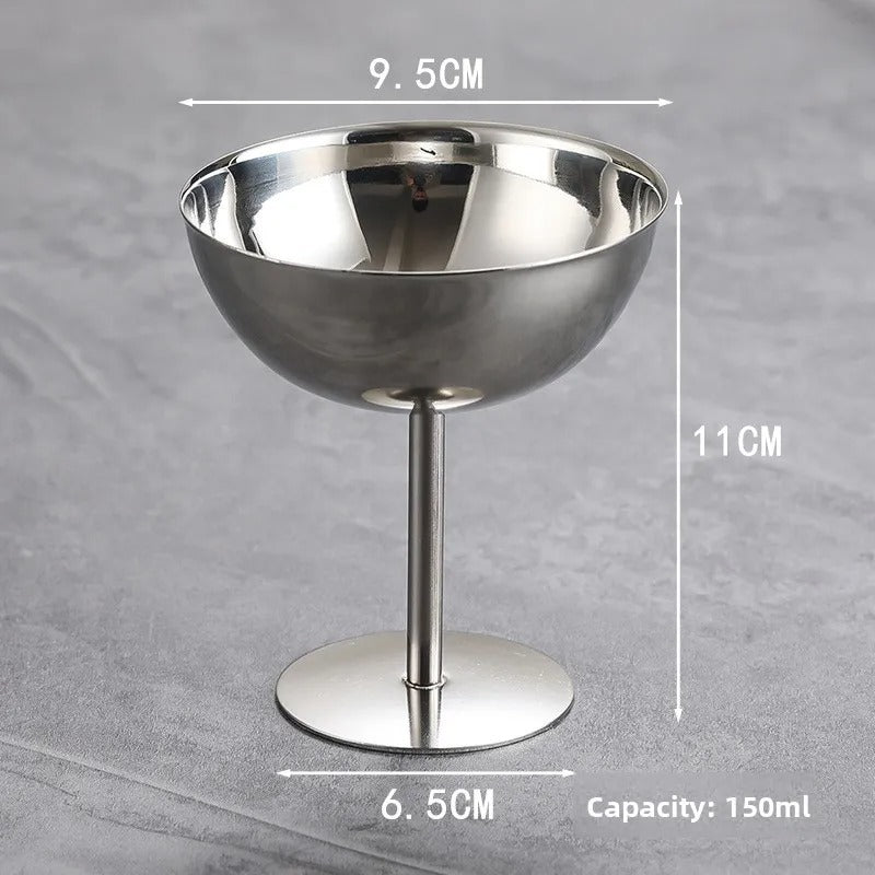 2026 New Stainless Steel Goblet Cup Ice Cream Dessert Salad Bowl Fruit Plate Snack Dish Pudding Bowls Cup KTV Bar Supplies