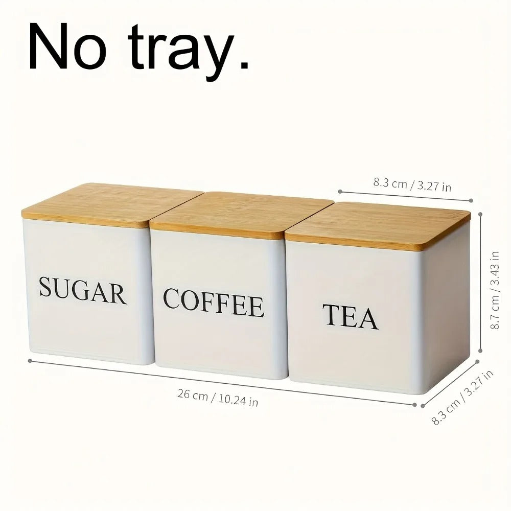 3Pcs/Set 500ml Black White Box with Lids Metal Containers for Storing Coffee Beans Sugar Tea Large Capacity Kitchen Storage Jar