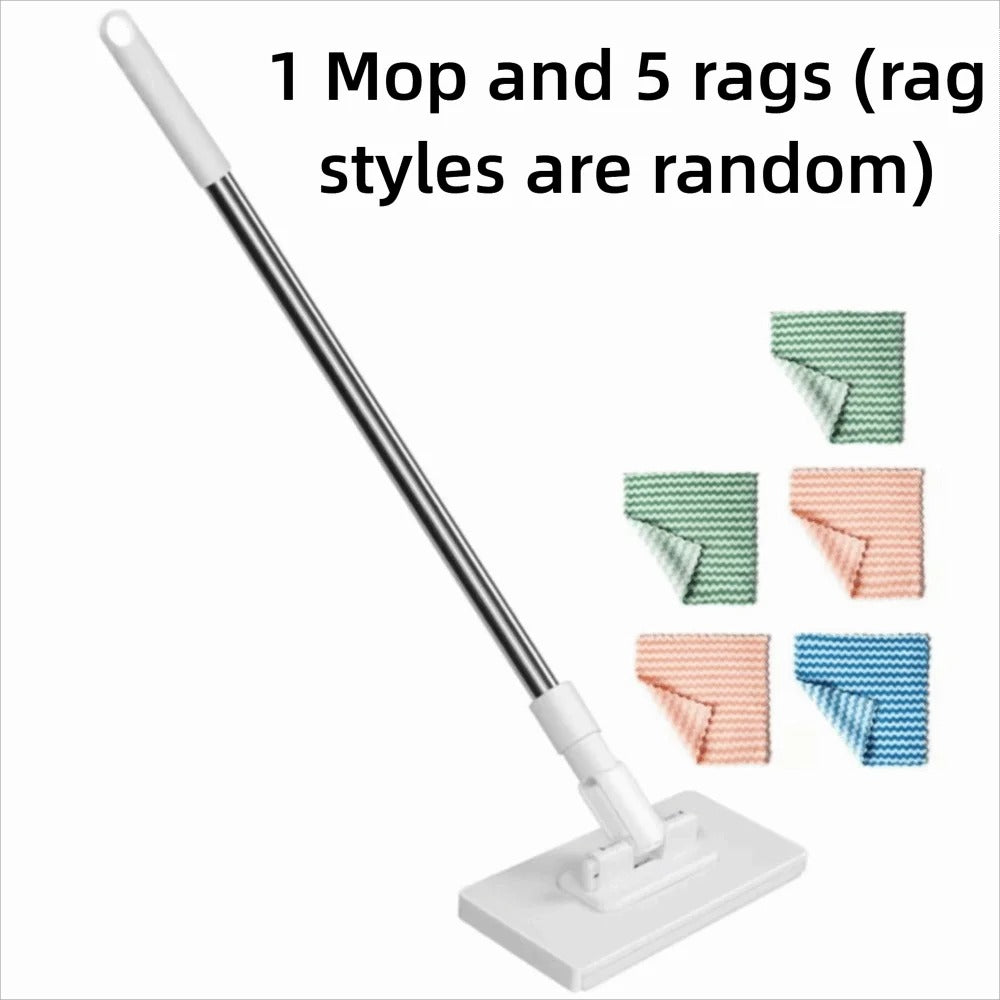 New with 3 Reusable Cloths Hands-free Mop 360° Rotating Head Clamping Automatic Mop Clip Towel Mop Dust Removal