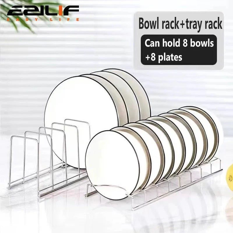 Stainless steel bowl and dish storage artifact, desktop drain rack, kitchen storage rack, bowl and dish storage bracket
