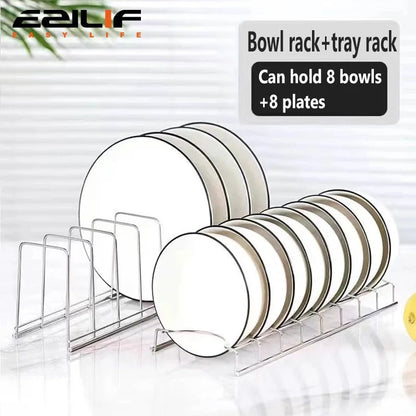 Stainless steel bowl and dish storage artifact, desktop drain rack, kitchen storage rack, bowl and dish storage bracket