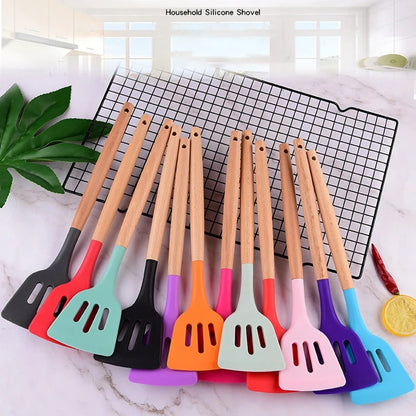 Silicone Turners Gadgets Spatula Egg Fish Frying Pan Scoop Fried Shovel Slotted Turners Kitchen Tools Cooking