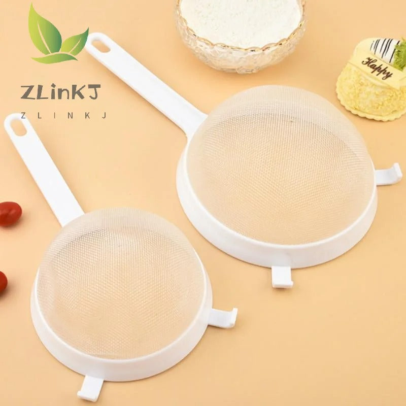 1Pcs Plastic Fine Mesh Spoon Strainer Kitchen Nut Milk Filter Flour Sieve With Handle Soy Milk Coffee Filter Colanders Tools
