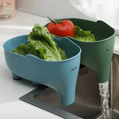 Sink Strainer Elephant Drain Basket Fruit Vegetable Washing Basket Hanging Drainer Rack Multipurpose Kitchen Storage Accessories