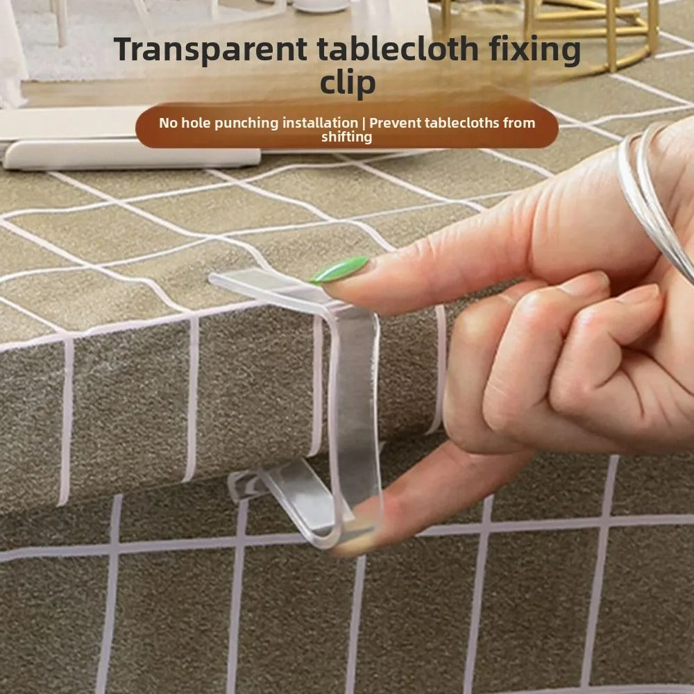 12pcs Durable Tablecloth Fixing Clip Invisible Anti-slip Clear Tablecloth Clips Plastic Transparent Table Cover Holders