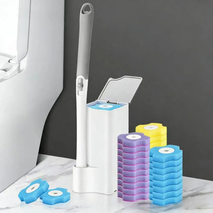 Long Handle Toilet Brush Set with Disposable Replacement Heads, Hygienic Bathroom Cleaning Tool Kit, WC Accessories