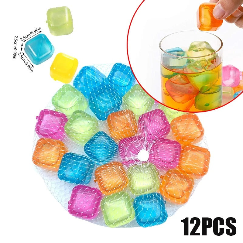 12Pcs/Set Whisky Reusable Ice Cube The Summer Wear-resistant Rocks Whiskey Cubes Plastic Accessories