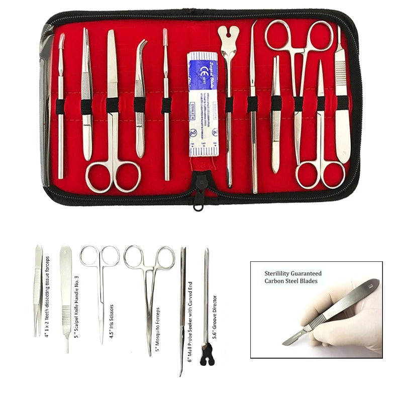22PCS Premium grade stainless steel dissection kit is perfect for Medical Suture Practice Kit Surgical TrainingStudents