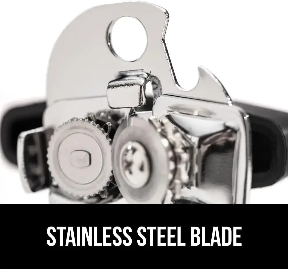 Stainless steel smooth edge manual can opener and bottle opener,soft handle, hand-held easy-turn knob,multi-purpose