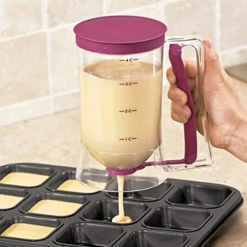 1 piece 900ml handheld measuring cup funnel dough dispenser suitable for kitchen cooking with pancakes cupcakes and cake tools