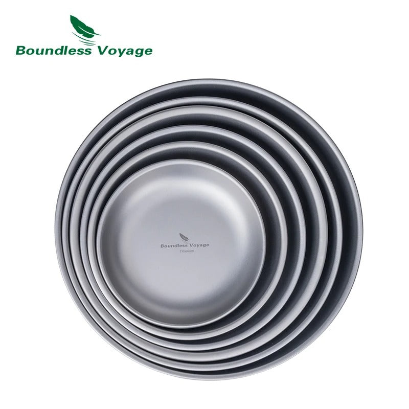 Boundless Voyage Titanium Plates Dishes Saucer Outdoor Home Food Tray Round Dinnerware Durable Tableware Stackable Serving Plate