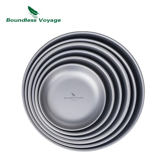 Boundless Voyage Titanium Plates Dishes Saucer Outdoor Home Food Tray Round Dinnerware Durable Tableware Stackable Serving Plate