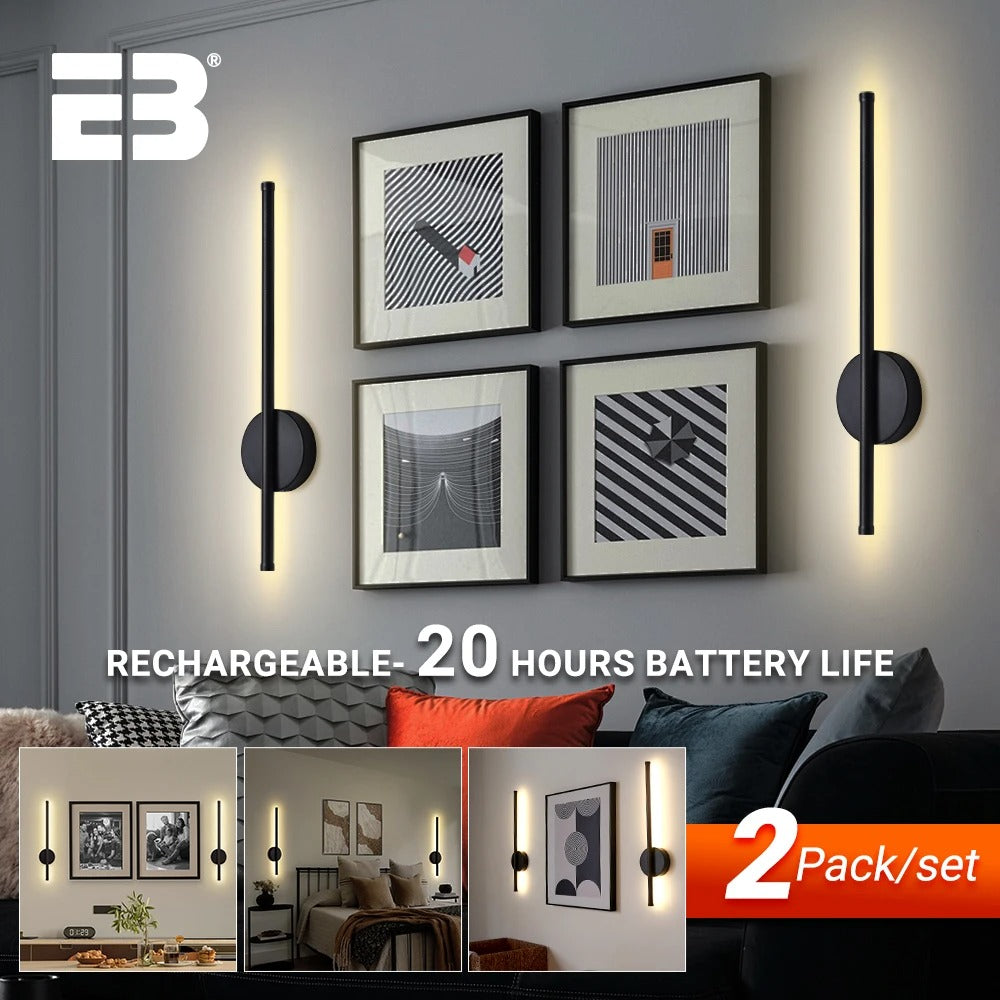 Battery Rechargeable Wall Light LED 50 80cm Wireless Dimming Interior Wall Sconce with Remote Beside Bedroom Lamps Home Decor