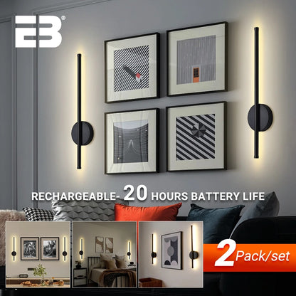 Battery Rechargeable Wall Light LED 50 80cm Wireless Dimming Interior Wall Sconce with Remote Beside Bedroom Lamps Home Decor