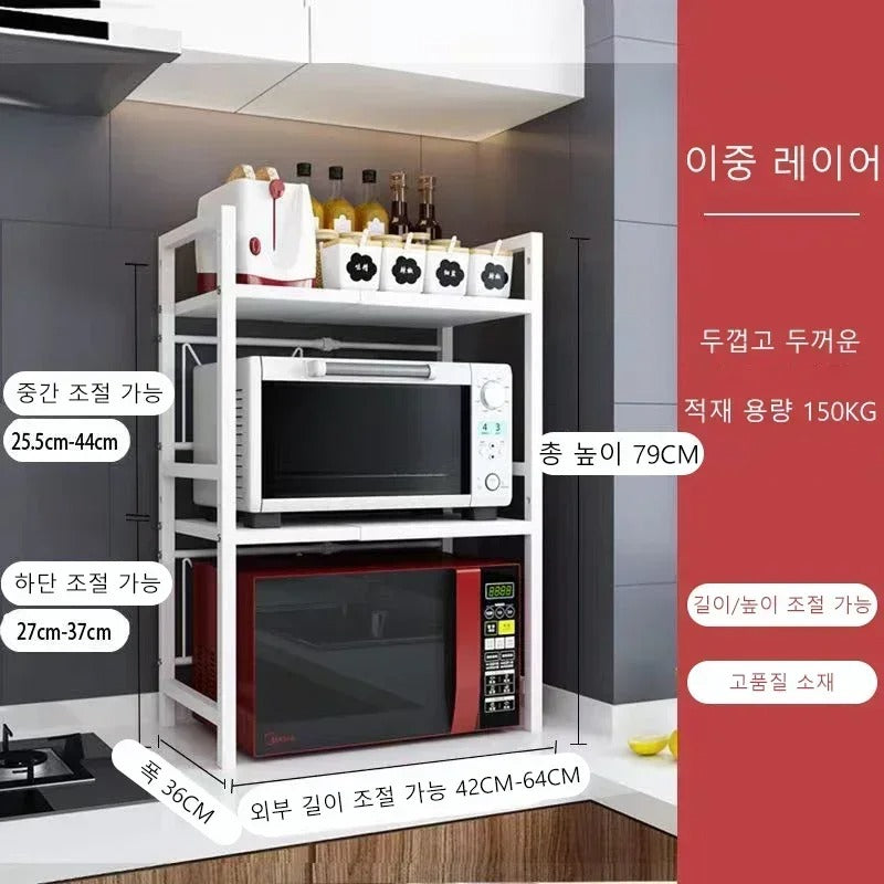 Expandable Microwave Oven Shelf Oven Storage Rack Kitchen Countertop Organize Shelf Microwave Organize Kitchen Rack Thickened