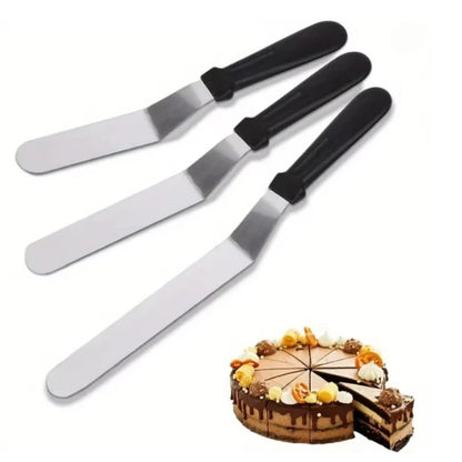 Icing Spatula Angled Stainless Steel Palette Knife Curved Offset Blade Professional Frost Cream Spatula for Cake Pastry Baking