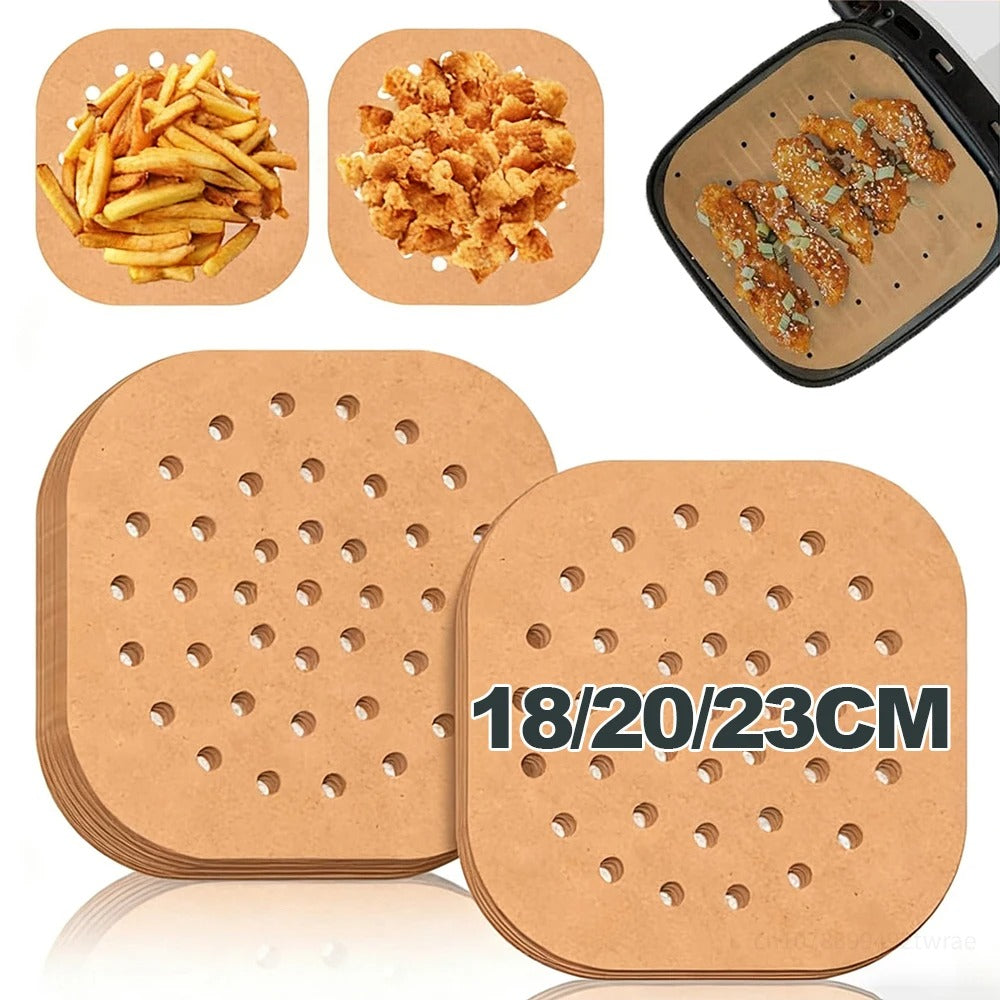 Air Fryer Paper Disposable Air Fryer Parchment Paper Liners Non-Stick Steamer Liners for Oven Microwave Steaming Basket