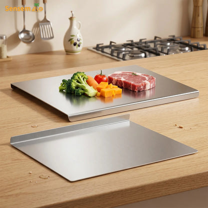 304 Stainless Steel Cutting Board with lip Countertop Antibacterial Large vegetable Meat Chopping Board Kitchen Cutting board