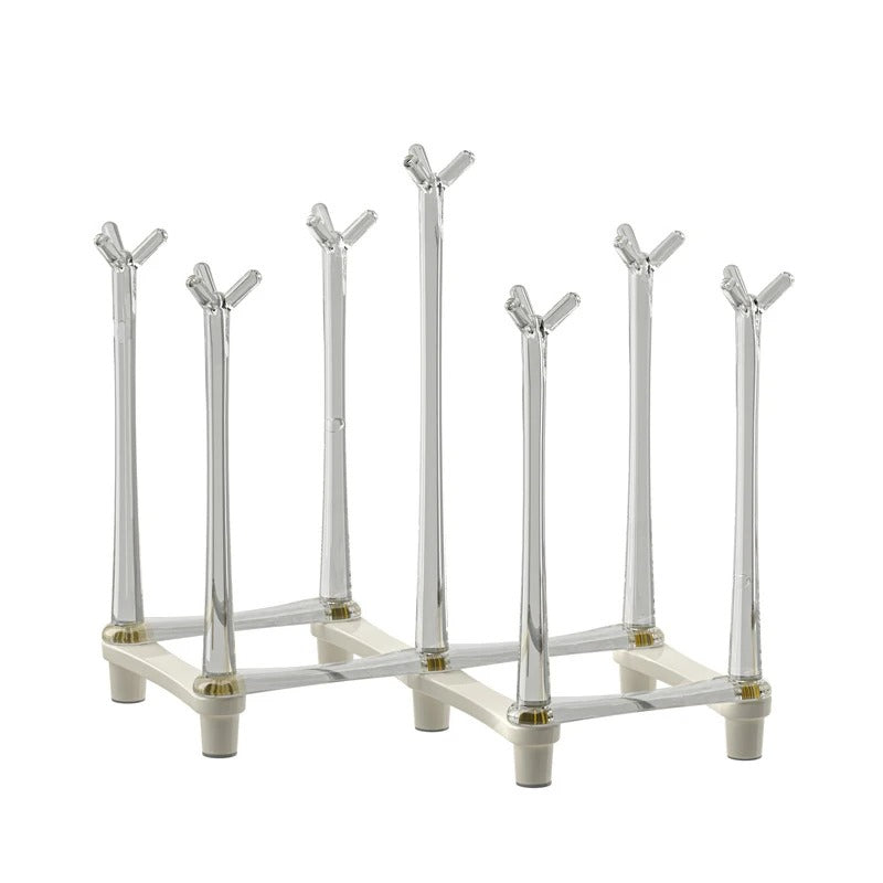 Retractable Cup Drying Rack Non-Slip Bottom Adjustable Spacing Bottle Drainer Stand Dustproof Clear Storage Drying Shelf Kitchen
