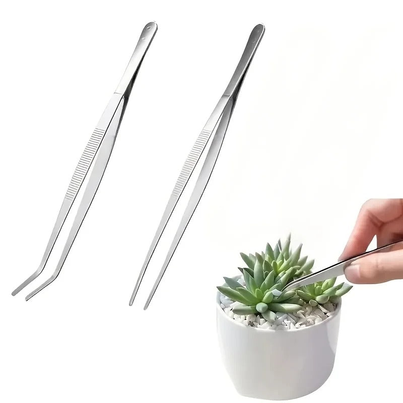 2pcs Professional Stainless Steel Kitchen Tweezers - Cooking Clamps For Electroplating, Seafood, Grilling, Precision Cooking