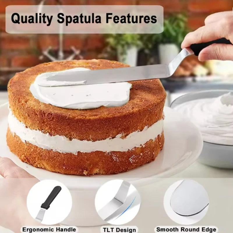 Icing Spatula Angled Stainless Steel Palette Knife Curved Offset Blade Professional Frost Cream Spatula for Cake Pastry Baking