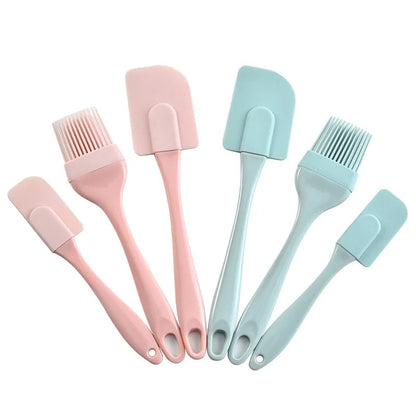 3PCS/Set Cream Scraper DIY Bread Cake Butter Spatula Mixer Oil Brush Kitchen Baking Tool Silicone Spatula Non-stick Kitchen