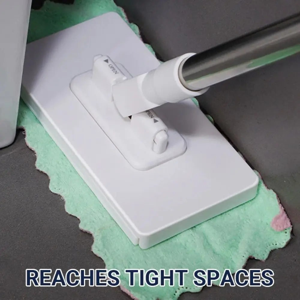 New with 3 Reusable Cloths Hands-free Mop 360° Rotating Head Clamping Automatic Mop Clip Towel Mop Dust Removal