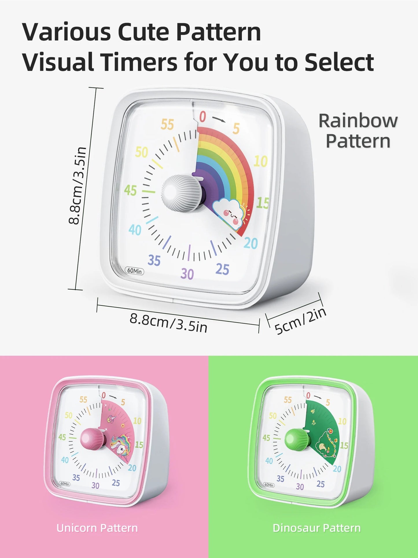 Yunbaoit Visual Timer with Night Light, 60-Minute Countdown Timer for Kids and Adults, Silent Classroom Timer for Home, School