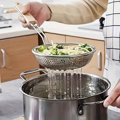 Stainless Steel Fine Mesh Skimmer Spoon for Noodles Spaghetti Colander