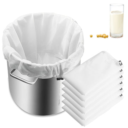 6Pcs Beer Homebrew Filter Bag for Brewing Reusable Kitchen Food Filter Bags Strainer Fine Mesh Bag for Beer Milk Juice Filter