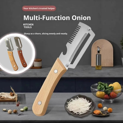 Multi-Functional Stainless Steel Peeler with Wooden Handle, Durable Smooth Kitchen Gadget for Fruits and Vegetables Peeling Slic