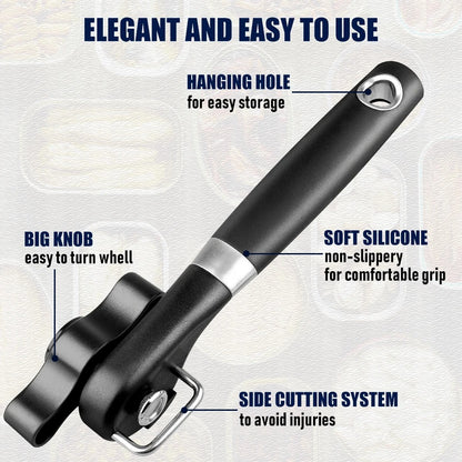 Can Opener Kitchen Accessories Professional Manual Stainless Steel Jar Opener Safety Side Cut Bottle Openers Household Tools