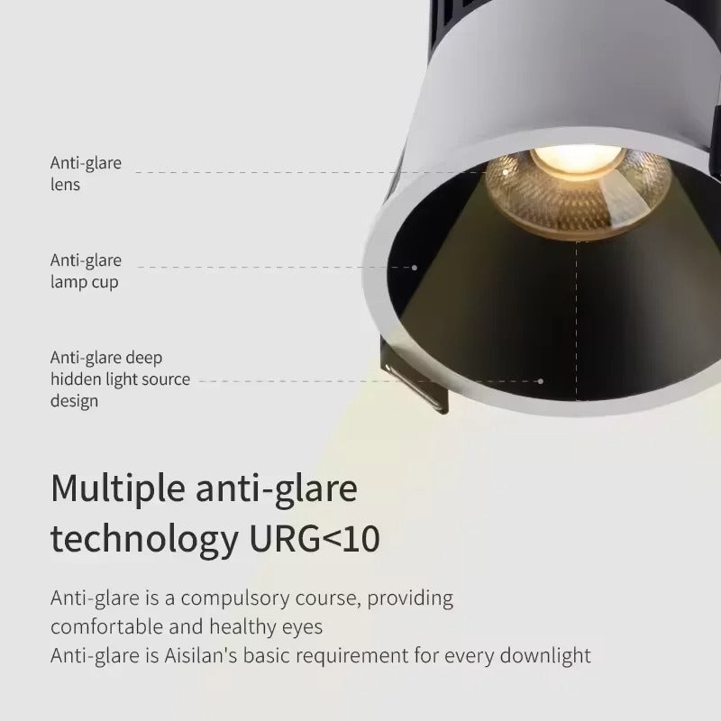 LED Recessed Downlight Black Modern Spotlight Indoor Anti-glare CRI97 Aluminum Ceiling Light for Living Room Bedroom