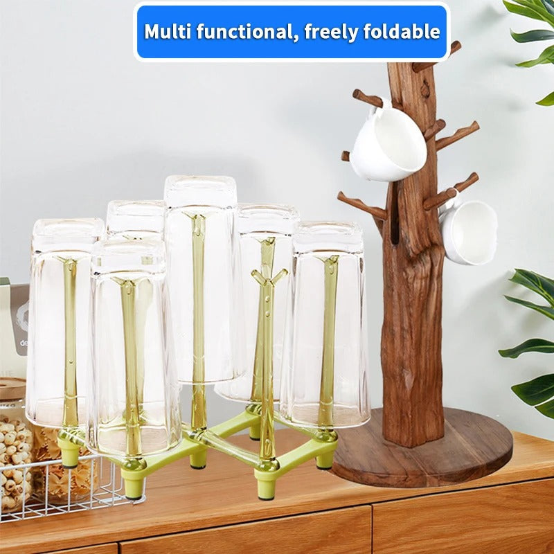 Retractable Cup Drying Rack Non-Slip Bottom Adjustable Spacing Bottle Drainer Stand Dustproof Clear Storage Drying Shelf Kitchen