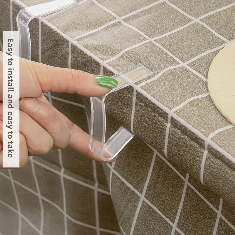 12pcs Durable Tablecloth Fixing Clip Invisible Anti-slip Clear Tablecloth Clips Plastic Transparent Table Cover Holders