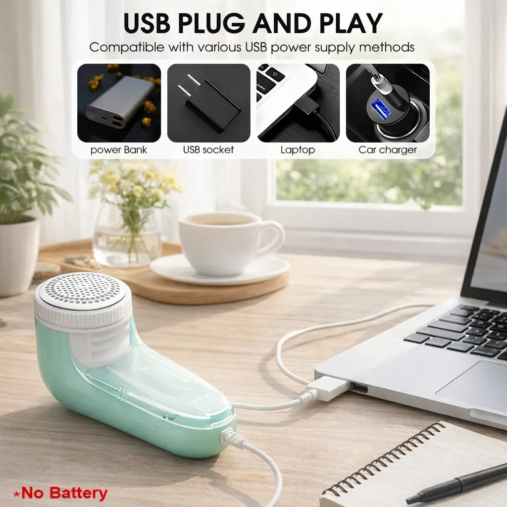 Portable Electric Fabric Shaver - Professional Lint Remover & Fuzz Trimmer for Clothes, Household Use with Sharp Blade and Brush