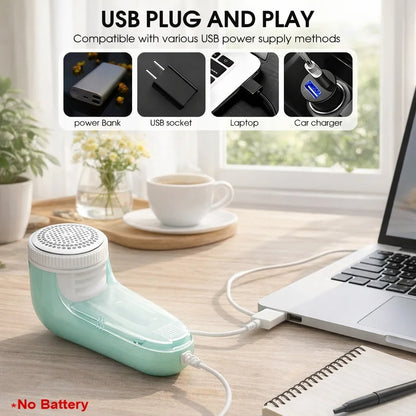 Portable Electric Fabric Shaver - Professional Lint Remover & Fuzz Trimmer for Clothes, Household Use with Sharp Blade and Brush
