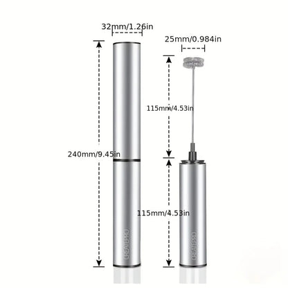 Rechargeable Stainless Steel Milk Frother 2 Speeds for Latte Cappuccino Espresso Home And Barista Use