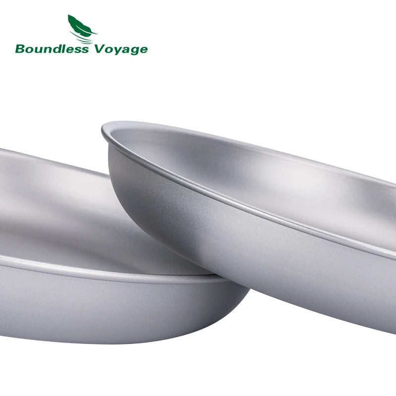 Boundless Voyage Titanium Plates Dishes Saucer Outdoor Home Food Tray Round Dinnerware Durable Tableware Stackable Serving Plate