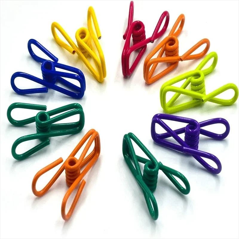 10-100Pcs Chip Clips Utility PVC-Coated Steel Clip High Elasticity Metal Clips Clothes Clamp for Food Package Clips