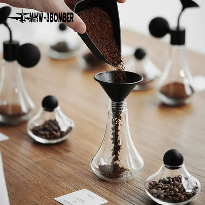 MHW-3BOMBER Coffee Aroma Glass Bottle Coffee Bean Tea Liquor Sample Display Container For Home Café Barista Beverage Lovers