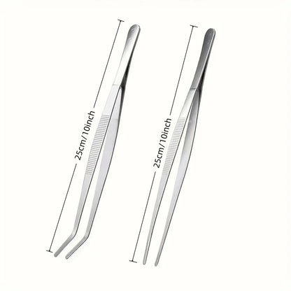2pcs Professional Stainless Steel Kitchen Tweezers - Cooking Clamps For Electroplating, Seafood, Grilling, Precision Cooking
