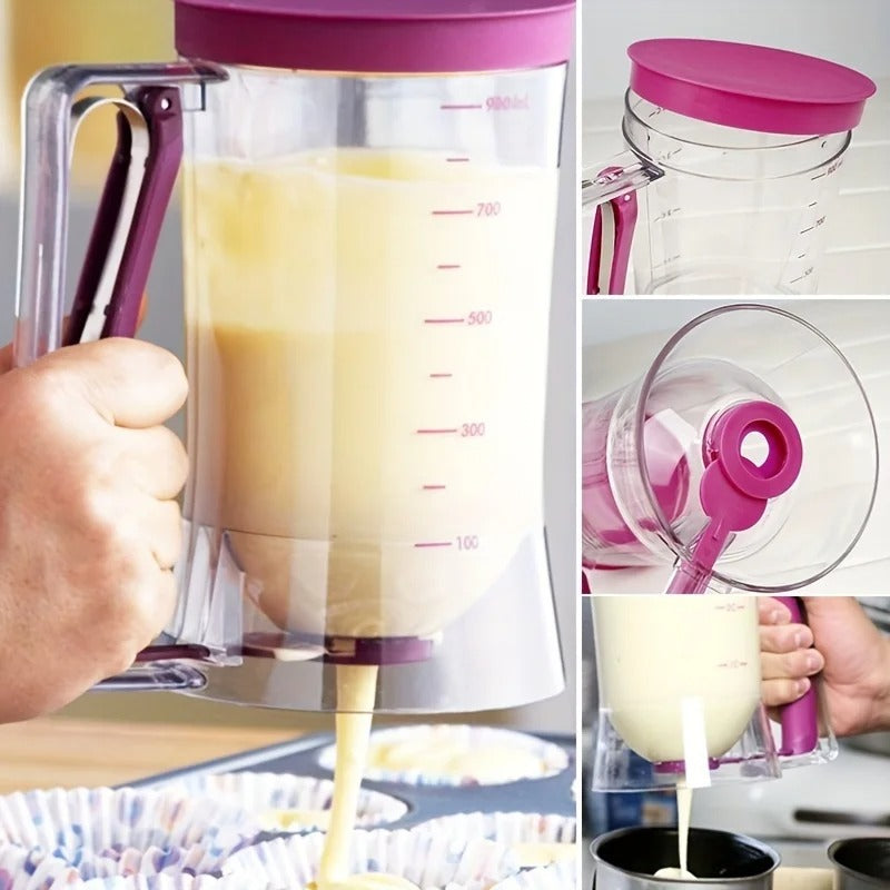 1 piece 900ml handheld measuring cup funnel dough dispenser suitable for kitchen cooking with pancakes cupcakes and cake tools