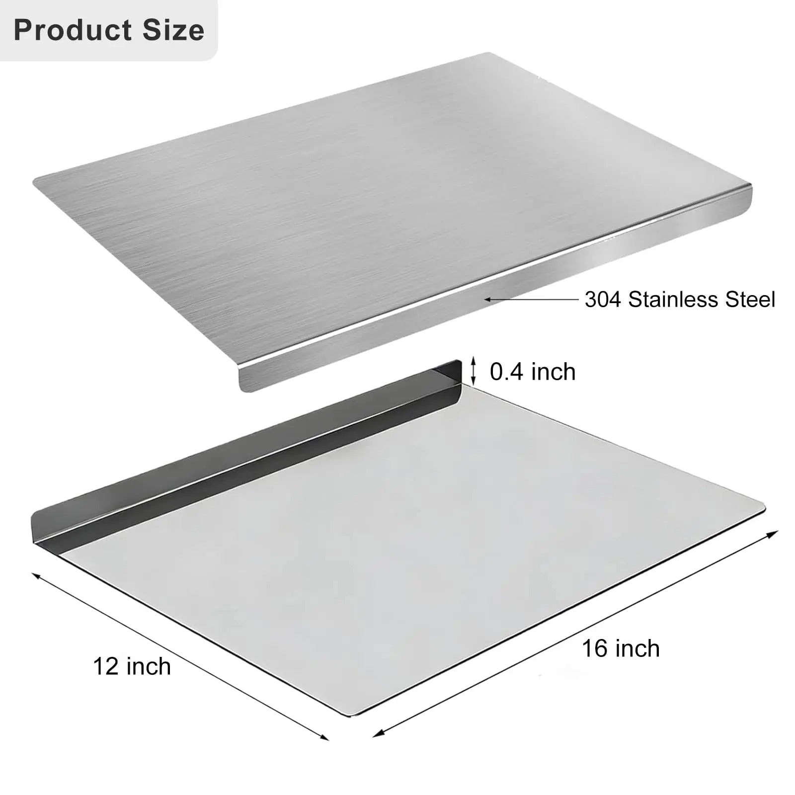 304 Stainless Steel Cutting Board with lip Countertop Antibacterial Large vegetable Meat Chopping Board Kitchen Cutting board