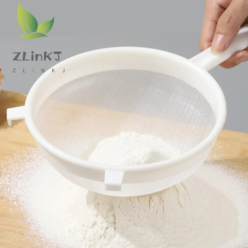 1Pcs Plastic Fine Mesh Spoon Strainer Kitchen Nut Milk Filter Flour Sieve With Handle Soy Milk Coffee Filter Colanders Tools