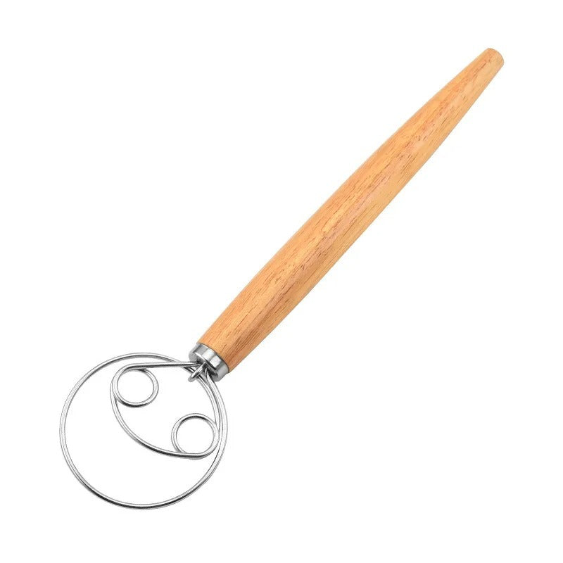 1Pc Danish Dough Whisk With Plastic Handle, Dutch Style Bread Whisk For Dough Cooking Kitchen With Stainless Steel Danish Whisk