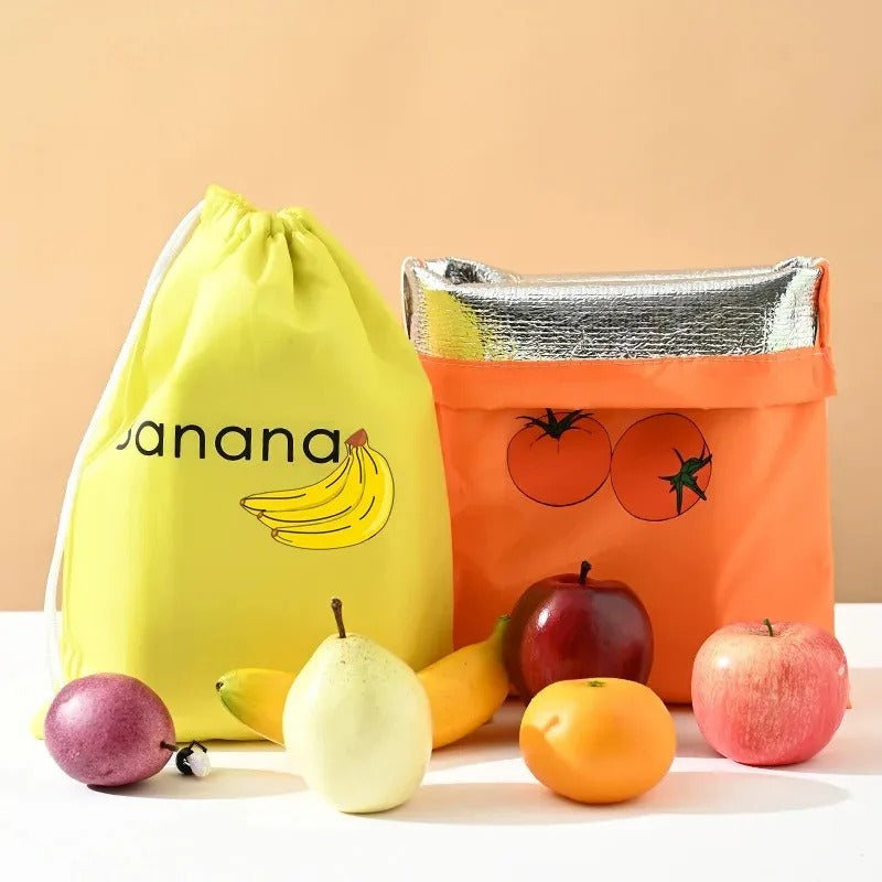 ‌"Insulated Fresh-Keeper Bag - Reusable Storage Organizer for Bananas, Lettuce & Vegetables (Drawstring Closure)"