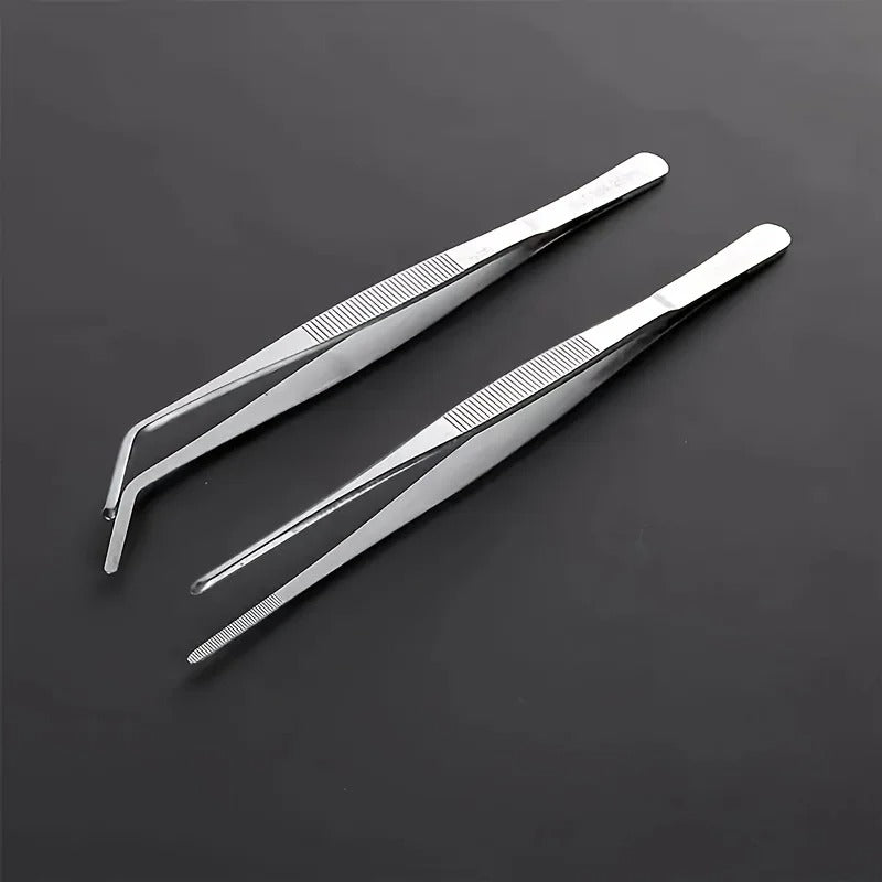 2pcs Professional Stainless Steel Kitchen Tweezers - Cooking Clamps For Electroplating, Seafood, Grilling, Precision Cooking